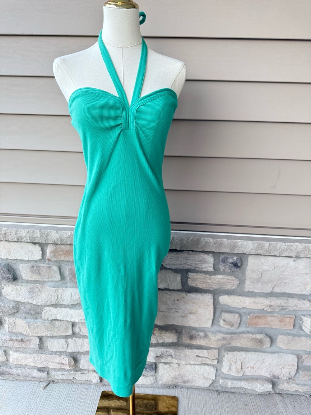 Nine West Teal Halter Bodycon Midi Dress